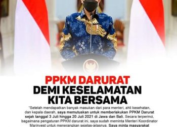 Mulai 3 Juli Akan Datang, Presiden Jokowi Tegaskan PPKM Darurat Diberlakukan Khusus Pulau Jawa dan Bali