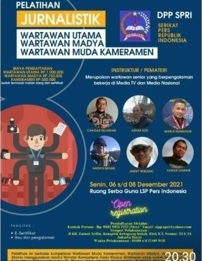 SPRI Hadirkan Wartawan Profesional di Pelatihan Pers 6 Desember 2021