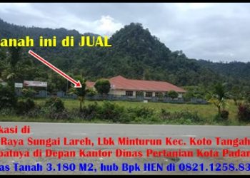 Tanah ini di JUAL, Berlokasi di Jl. Sungai Lareh Kota Padang